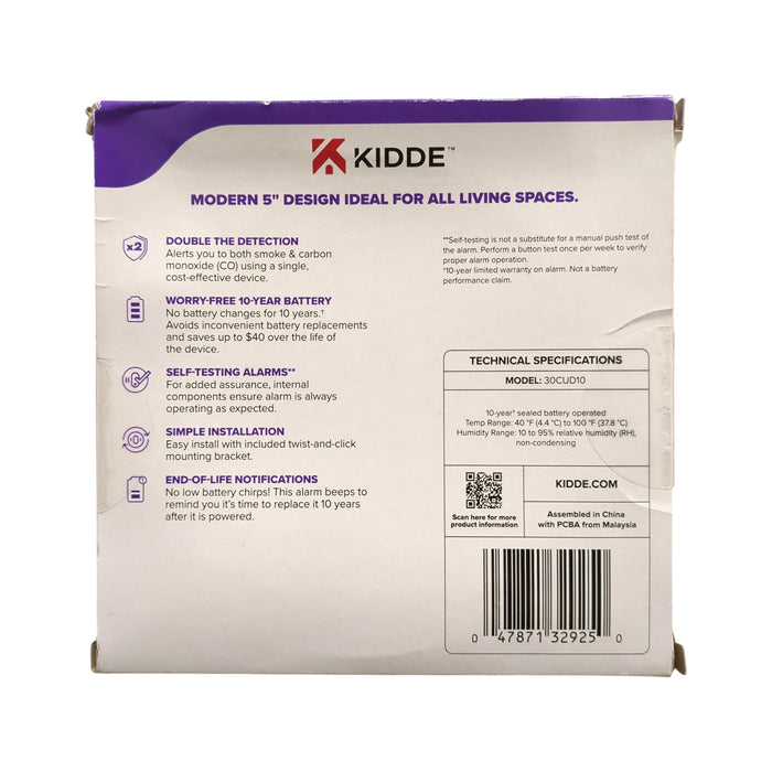 Kidde 10-Year Battery Smoke & Carbon Monoxide Detector, 30CUD10
