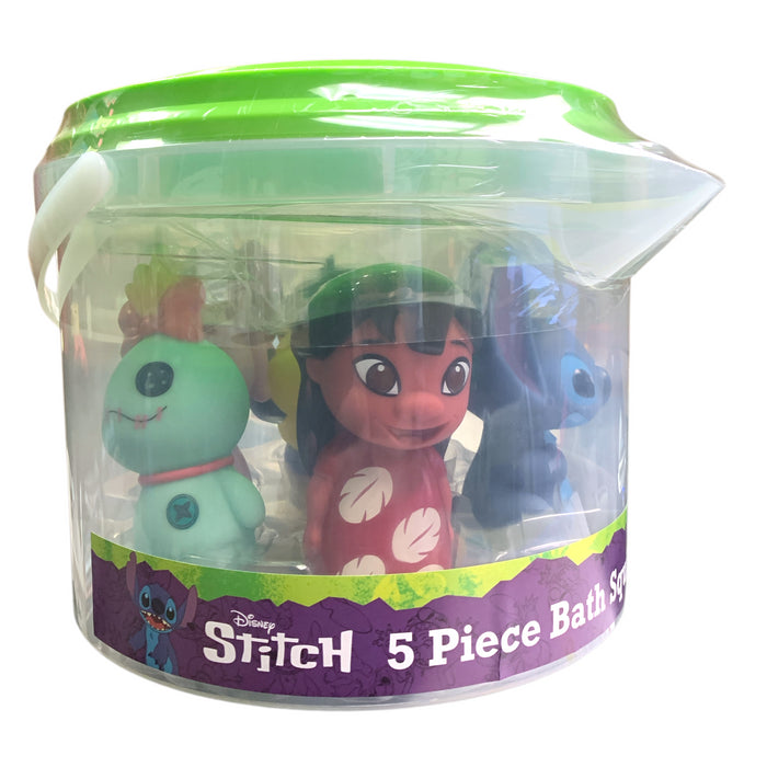 Stitch 6-Piece Bath Squirter Bucket Set, 5 Squirt Toys and Storage Bucket