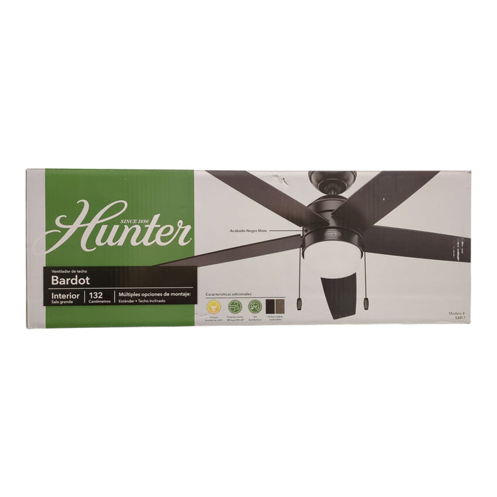 Hunter Bardot Ceiling Fan with LED Light Kit and Pull Chain, Black
