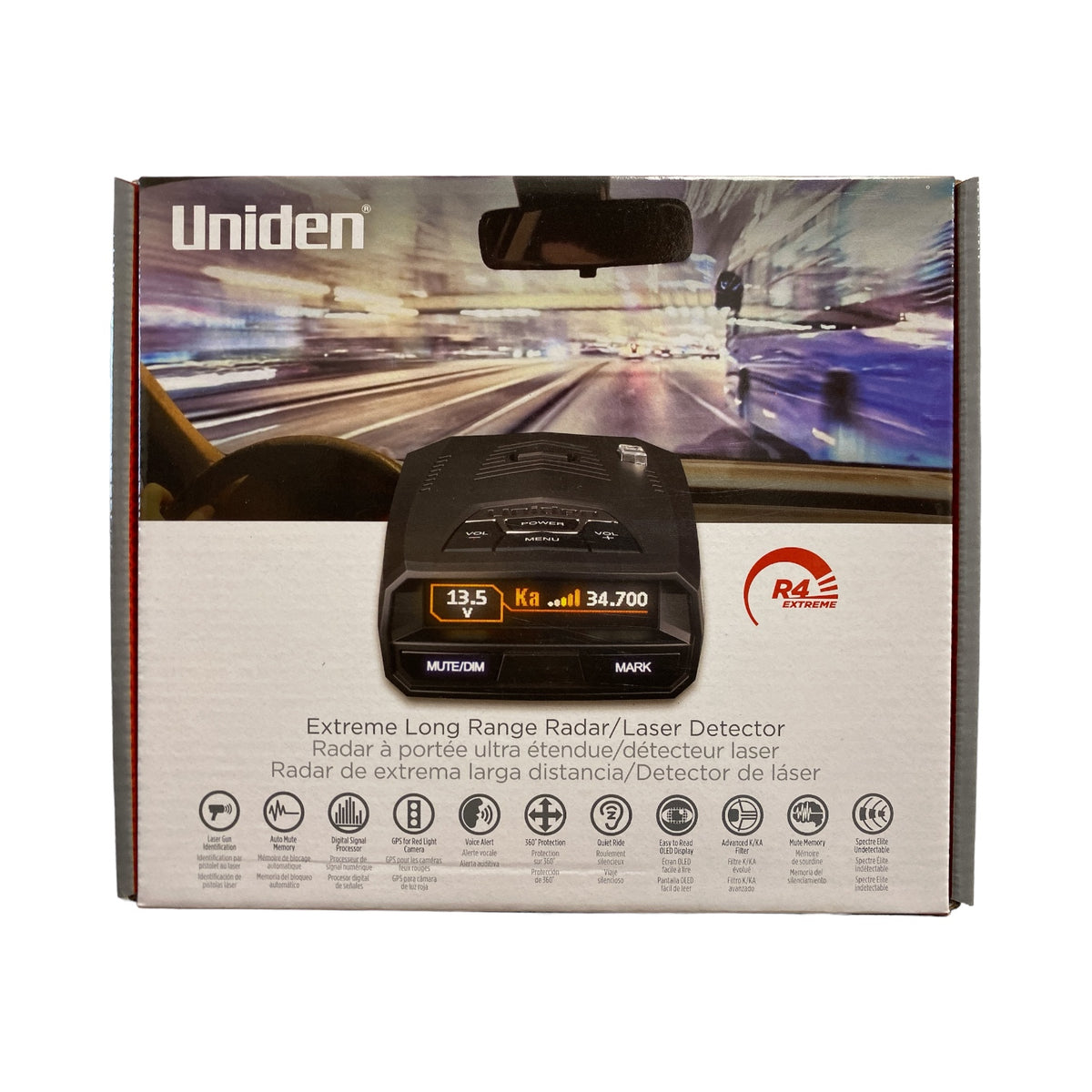 Uniden R4 Extreme Long-Range Radar/Laser Detector w/ GPS and Voice Ale ...