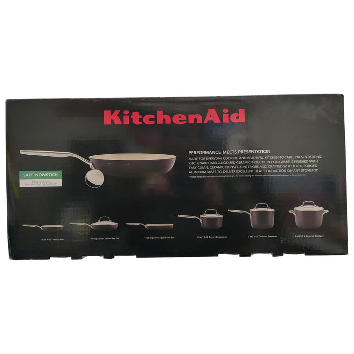 KitchenAid 10-Piece Hard-Anodized Ceramic Induction Cookware Set, Matte Black