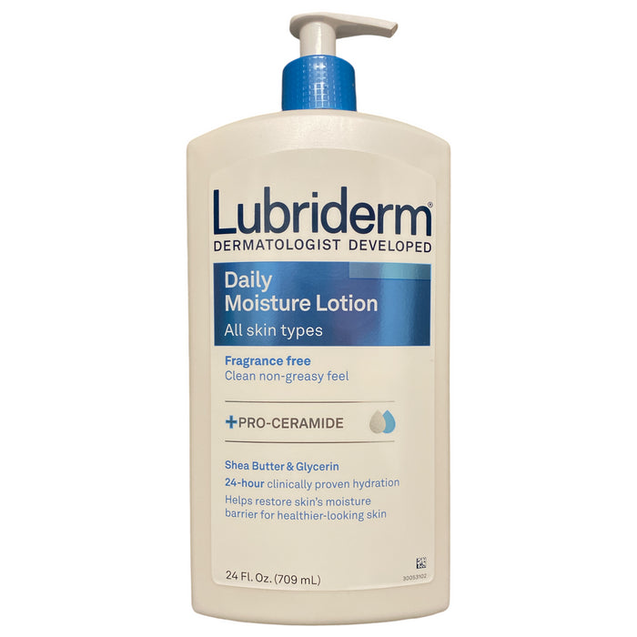 Lubriderm Daily Moisture Body Lotion, Fragrance-Free, All Skin Types, 24 oz