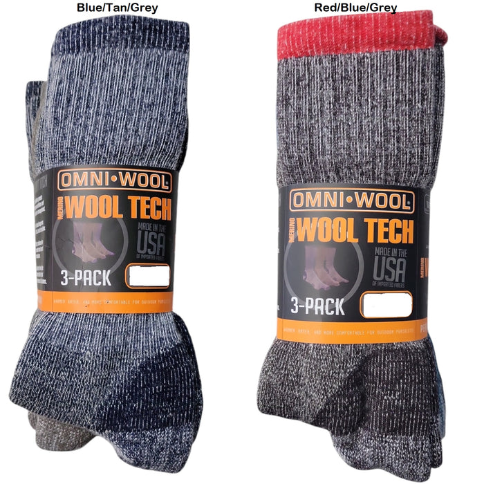 Omni Wool Unisex Merino Wool Multi-Sport Warm Hikers Hunting Socks, 3 Pack