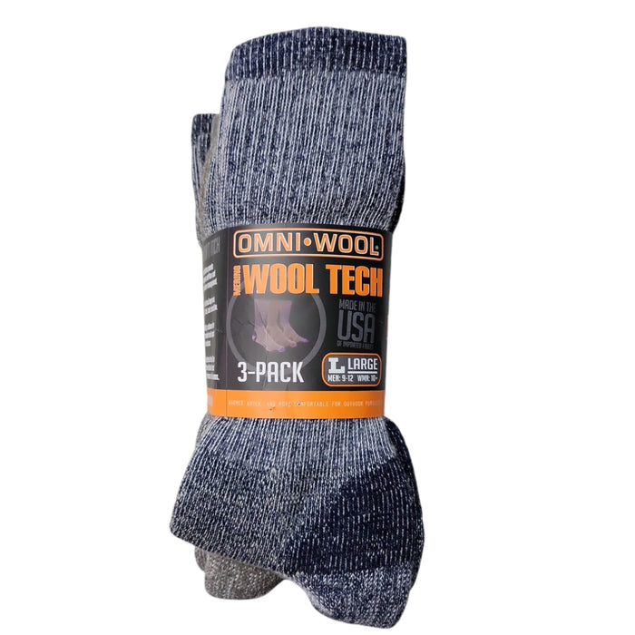 Omni Wool Unisex Merino Wool Multi-Sport Warm Hikers Hunting Socks, 3 Pack