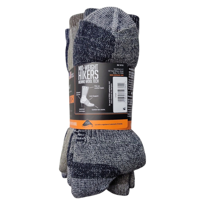 Omni Wool Unisex Merino Wool Warm Hikers Hunting Socks, 3 Pack, 73713