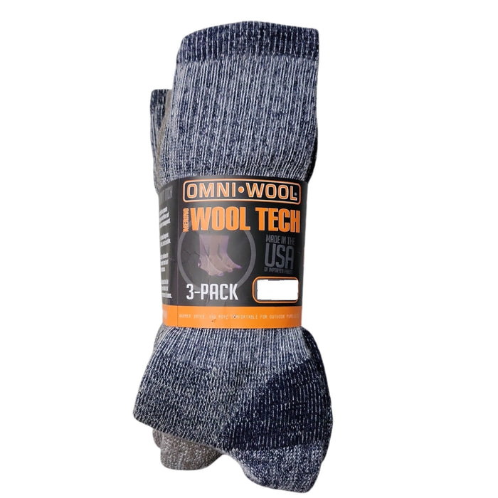 Omni Wool Unisex Merino Wool Multi-Sport Warm Hikers Hunting Socks, 3 Pack