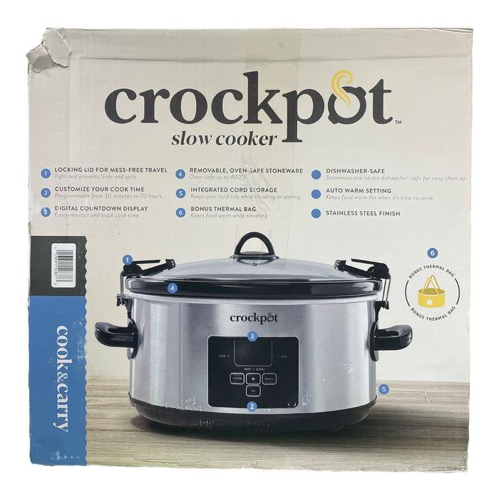 Crock-Pot Cook & Carry 7 Qt. Digital Slow Cooker with Bonus Thermal Bag