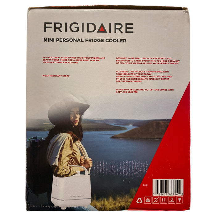 Frigidaire Mini Personal Fridge Beverage Cooler, 6 Cans, White