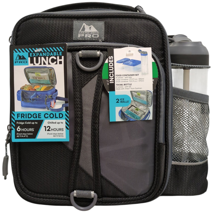 Arctic Zone Pro Expandable Lunch Bag, Includes Food Containers/Bottle
