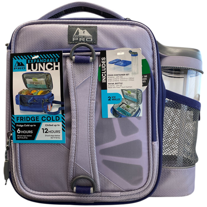 Arctic Zone Pro Expandable Lunch Bag, Includes Food Containers/Bottle