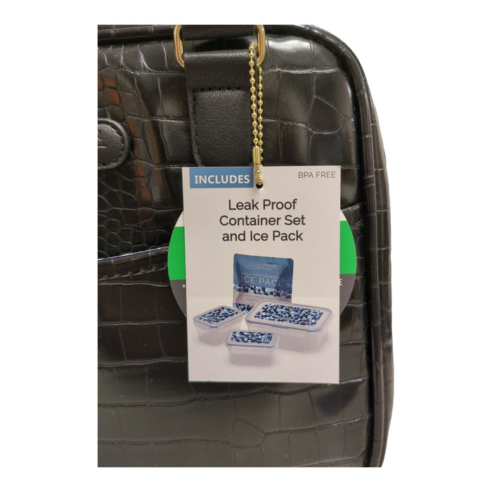Veronica Jamison by Arctic Zone Faux Leather Lunch Bag with Food Containers