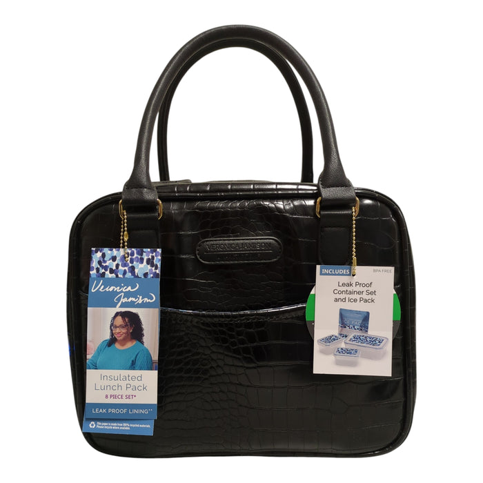 Veronica Jamison by Arctic Zone Faux Leather Lunch Bag with Food Containers