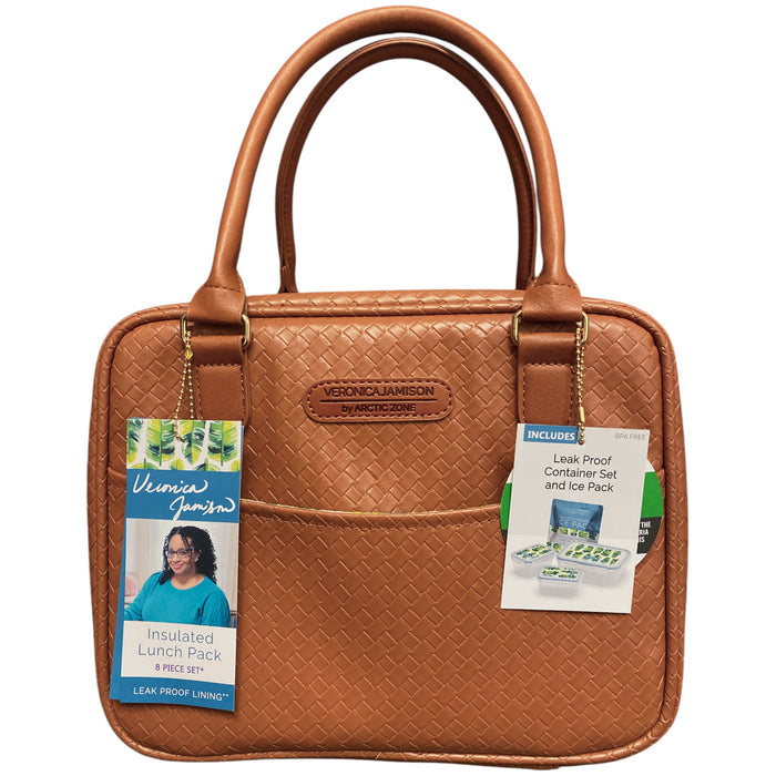 Veronica Jamison by Arctic Zone Faux Leather Lunch Bag with Food Containers