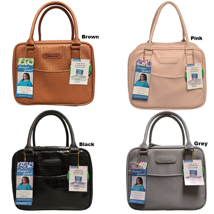 Veronica Jamison by Arctic Zone Faux Leather Lunch Bag with Food Containers