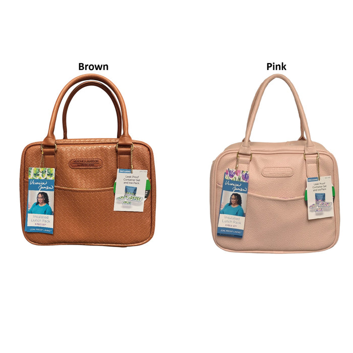 Veronica Jamison by Arctic Zone Faux Leather Lunch Bag with Food Containers