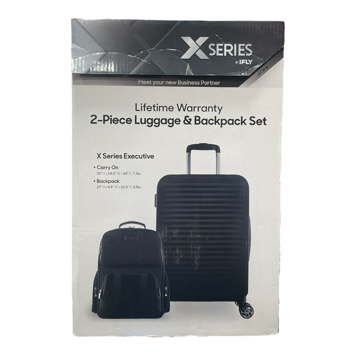 iFLY X Series Executive Collection 2-Piece Luggage & Backpack Set, Matte Black