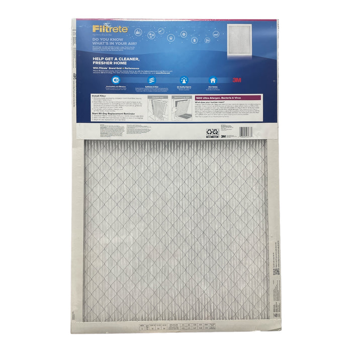 Filtrete Ultra Allergen 2X Bacteria and Virus Filter, 20x30x1, 1600 MPR, 4 Pack