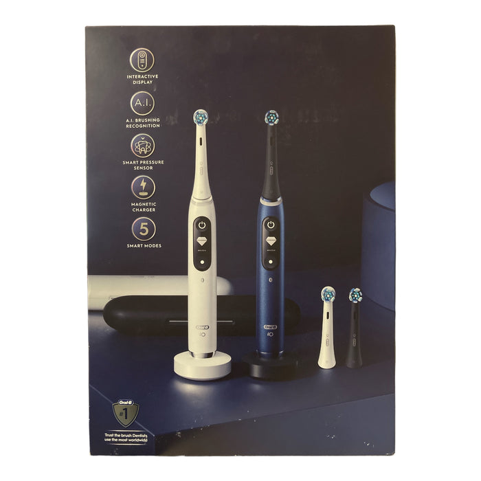 Oral-B iO Series 7 Electric Toothbrushes With 2 Chargers, Sapphire Blue, White