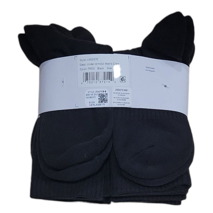 Under Armour Men's Moisture Wicking 6-Pack Soft Cotton Crew Sock