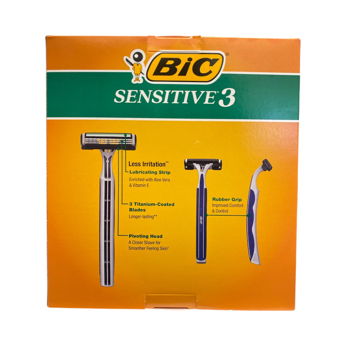 BIC Sensitive 3 Triple Bladed Disposable Razors for Men, 21ct
