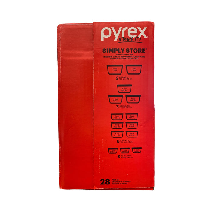 Pyrex Simply Store Glass Food Storage Containers with Lids, 28-Piece Set