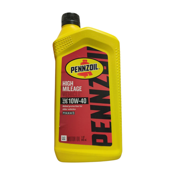 Pennzoil High Mileage SAE 10W-40 Motor Oil, 6-pack/1 quart bottles