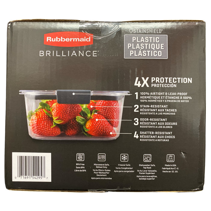 Rubbermaid Brilliance StainShield Plastic Food Storage Containers, 14-Piece Set