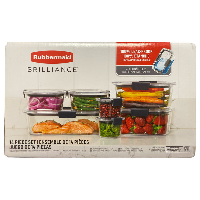 Rubbermaid Brilliance StainShield Plastic Food Storage Containers, 14-Piece Set