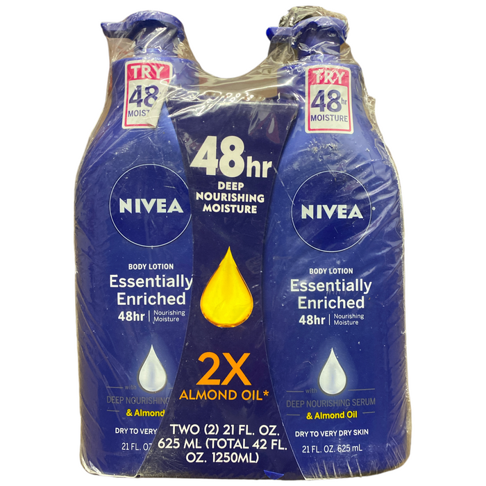 NIVEA Essentially Enriched 48 Hour Nourishing Moisture Body Lotion, 21oz., 2 pk