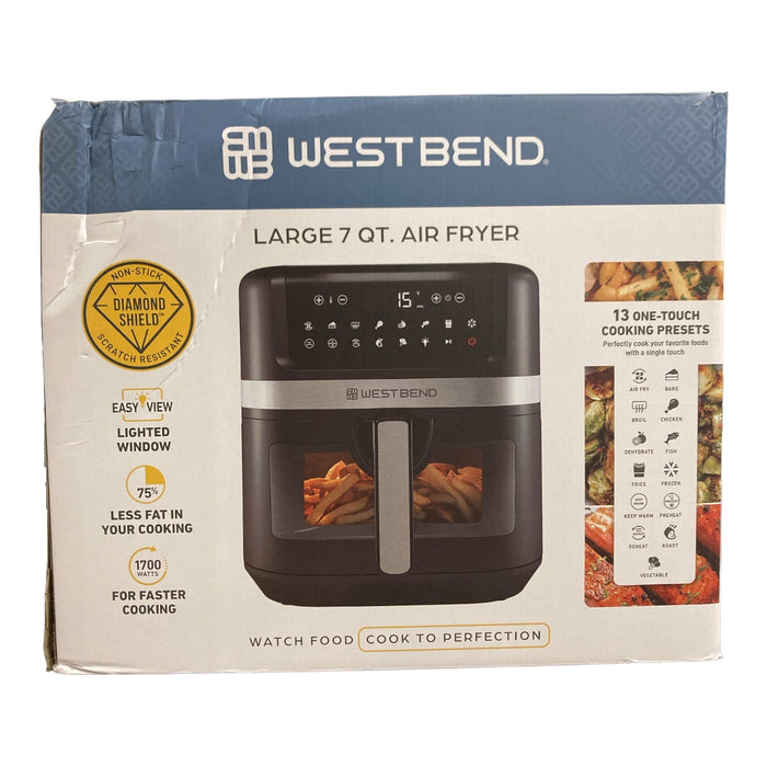 West Bend 7QT Air Fryer With Dishwasher-Safe Basket and 13 One-Touch Presets