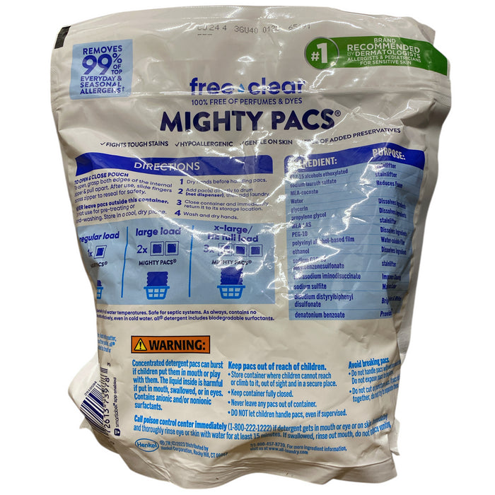 All Free Clear Original Laundry Detergent Pacs, Unscented & Hypoallergenic, 39ct