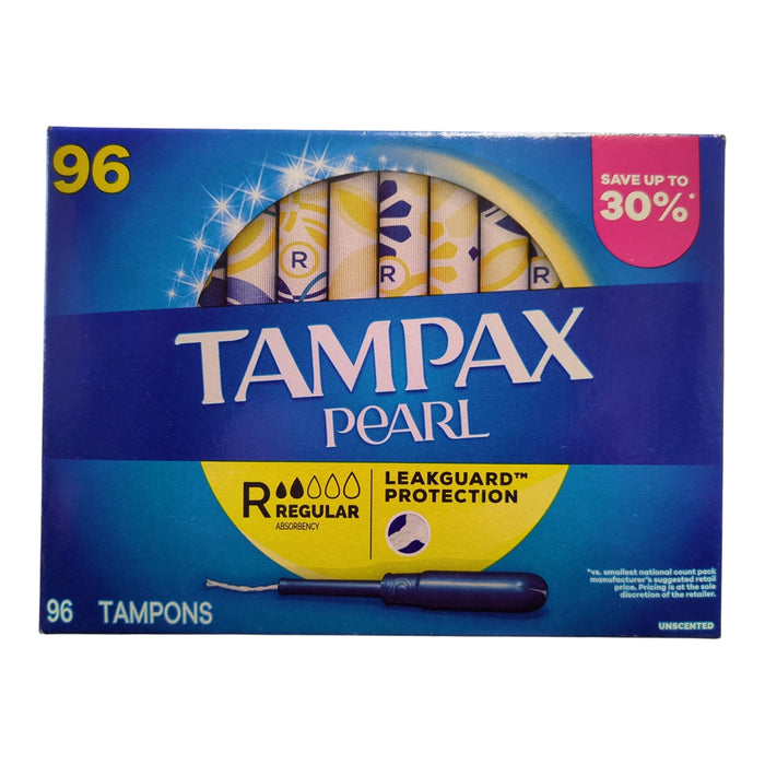 Tampax Pearl Regular Absorbency Leakguard Protection Tampons, 96 Ct