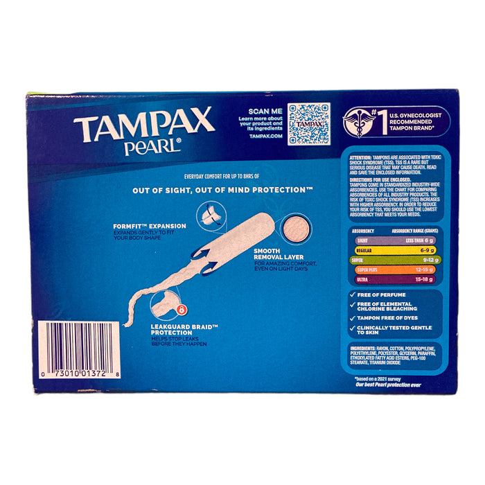 Tampax Pearl Super Absorbency Leakguard Protection, 96 Ct