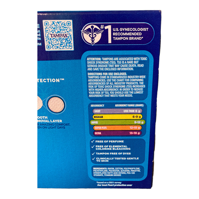 Tampax Pearl Super Absorbency Leakguard Protection, 96 Ct