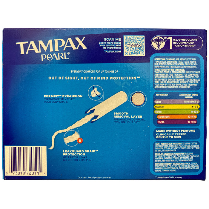 Tampax Pearl Super Absorbency Leakguard Protection, 86 Ct