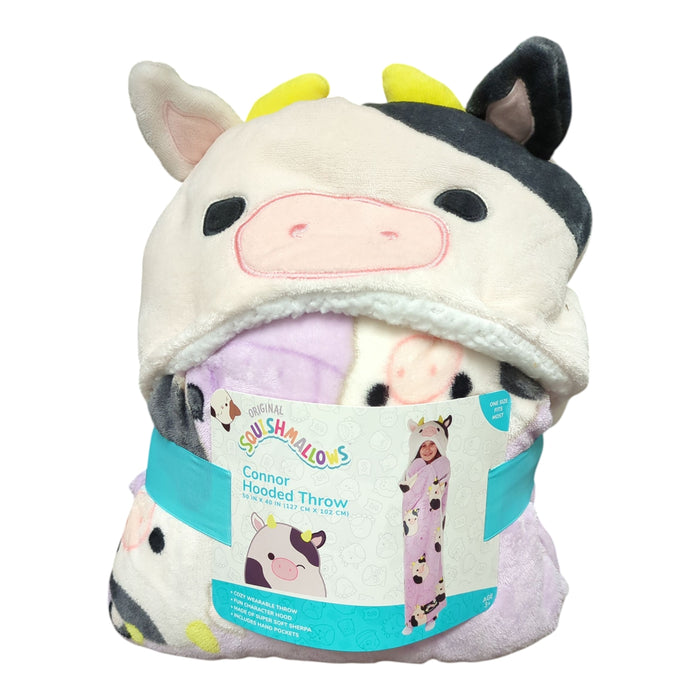 Squishmallows Super Soft Sherpa Hooded Throw with Hand Pockets