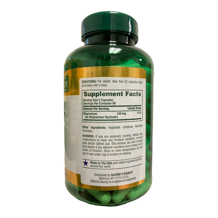 Nature's Bounty Magnesium Glycinate Capsules, 240 mg 180 ct.