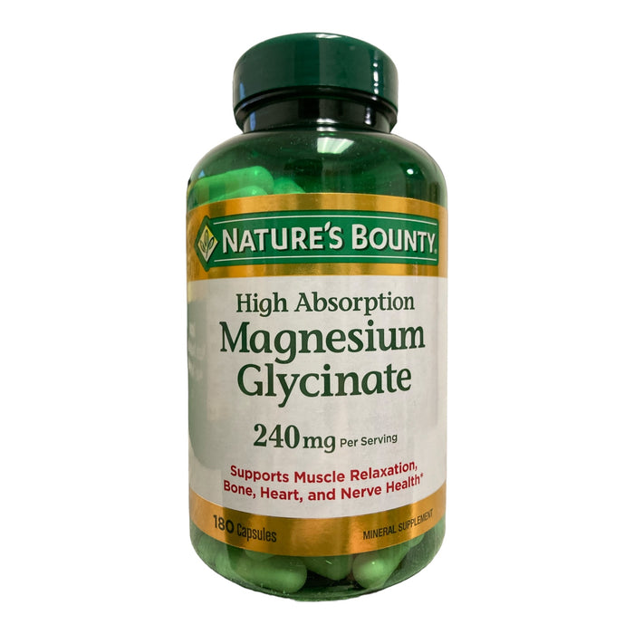 Nature's Bounty Magnesium Glycinate Capsules, 240 mg 180 ct.