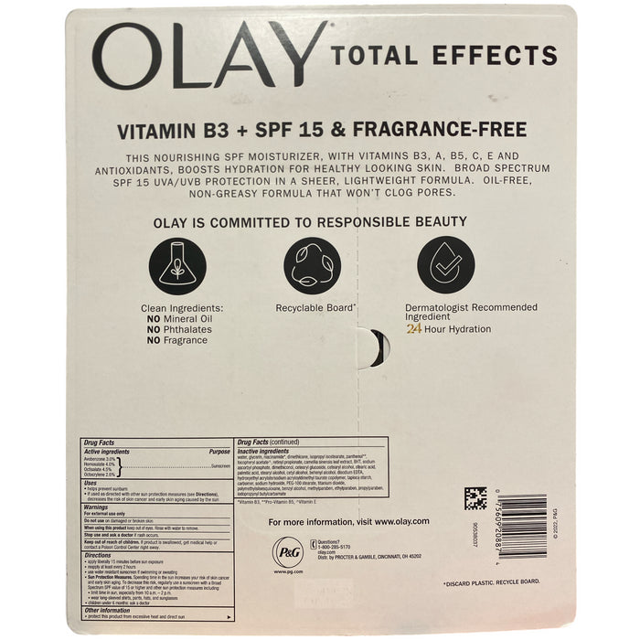 Olay Total Effects Face Moisturizer, SPF 15 Fragrance-Free, 3.4floz