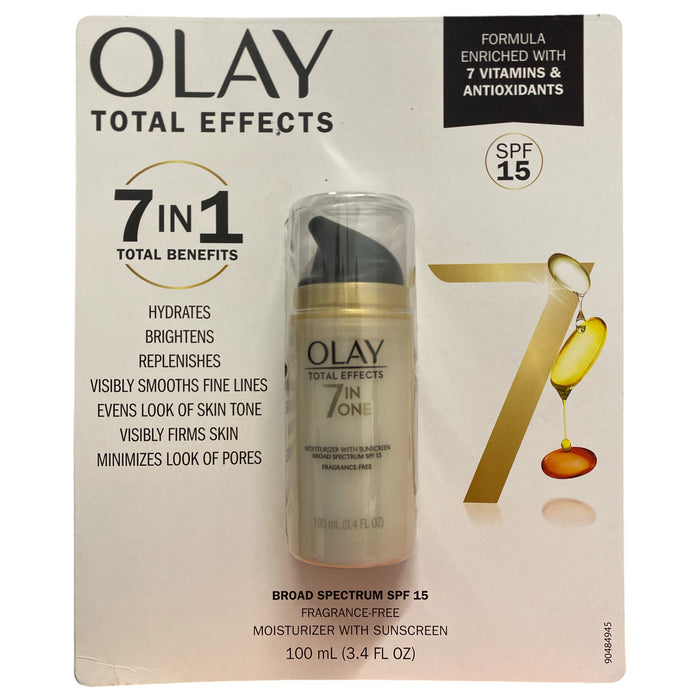 Olay Total Effects Face Moisturizer, SPF 15 Fragrance-Free, 3.4floz