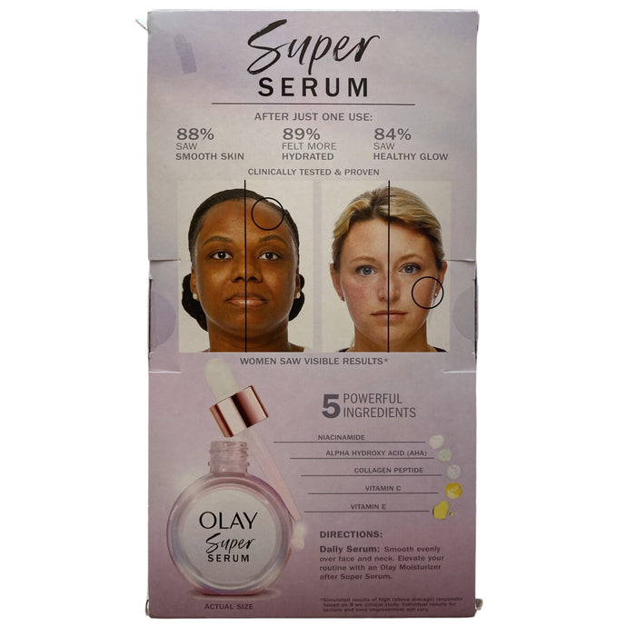 Olay Super Serum with Collagen Peptide, & Alpha Hydroxy Acid, 1 floz, 2pk