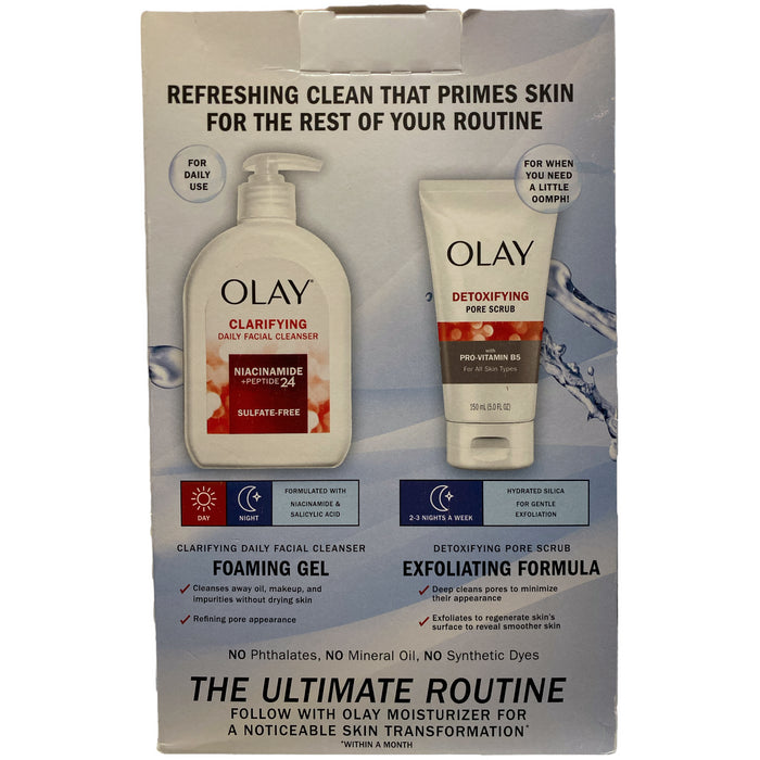 Olay  Niacinamide Peptides Facial Cleanser and Detoxifying Pore Scrub Duo Pack