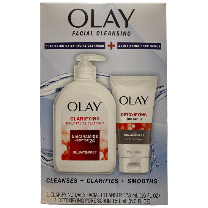 Olay  Niacinamide Peptides Facial Cleanser and Detoxifying Pore Scrub Duo Pack