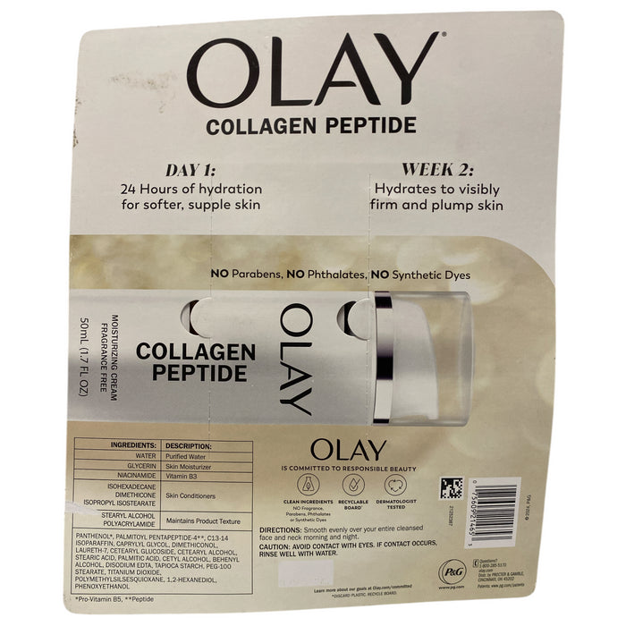 Olay Collagen Peptide Firming Plumping Facial Moisture Cream, 1.7 floz, 2pk