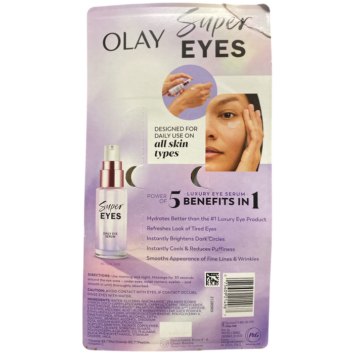 Olay Super Eyes, Daily 5-in-1 Eye Serum , 0.45 floz, 2pk