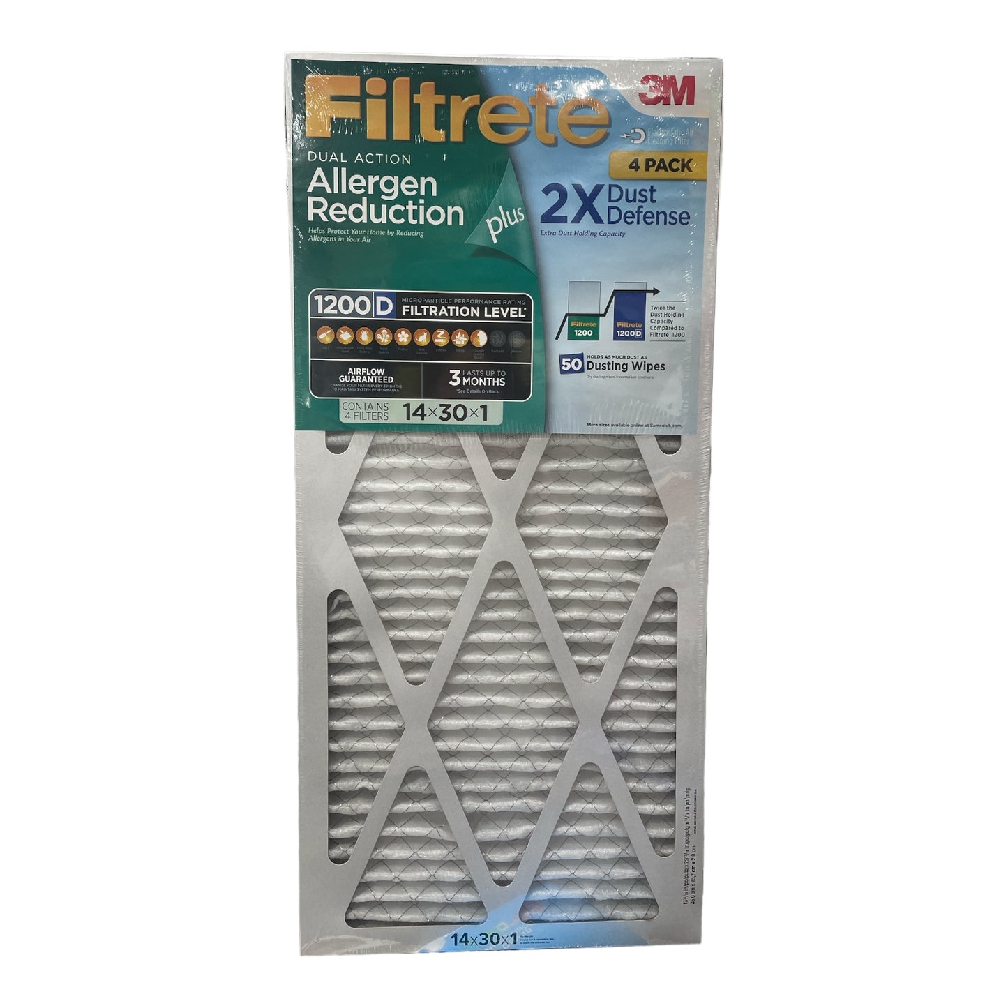Filtrete 1200 D MPR Allergen Reduction Plus Air Cleaning Filter, 14x30x1, 4 Pack