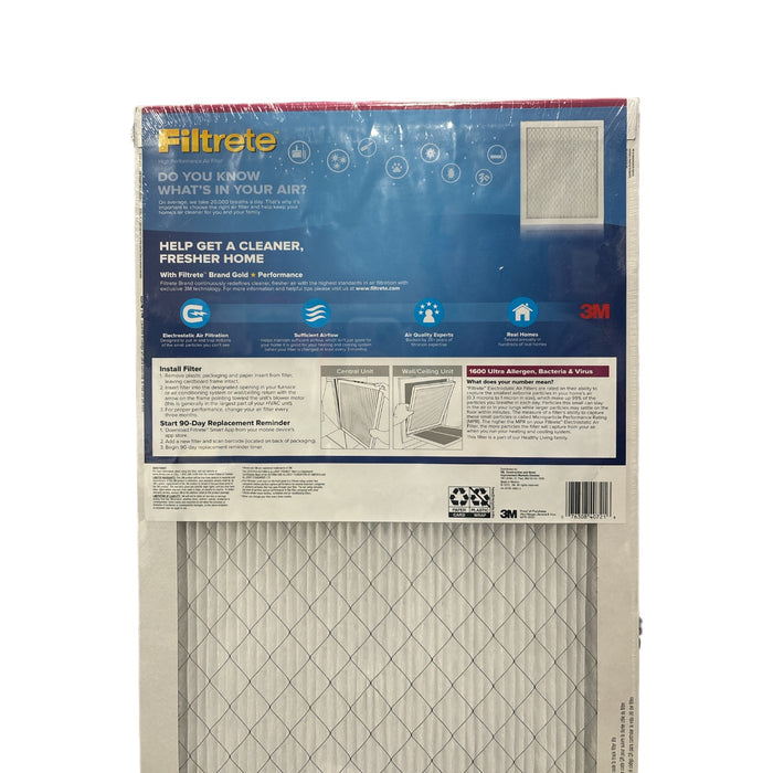 Filtrete Ultra Allergen 2X Bacteria and Virus Filter, 14x25x1, 1600 MPR, 4 Pack