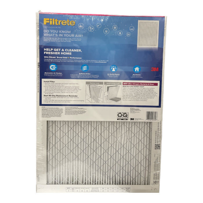 Filtrete 1600 MPR Ultra Allergen, Bacteria & Virus 14x20x1 Filters, 4 Pack