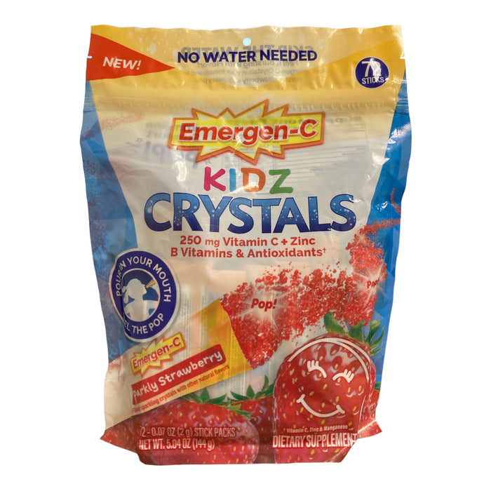 Emergen-C Kidz Crystals 250mg Vitamin C & Zinc Immune Support, Strawberry, 72 ct