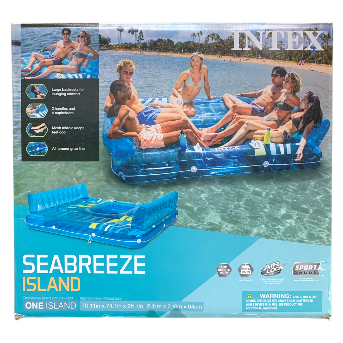 Inflatable Seashell Intex Intex 6-Person Seabreeze Island Lounge Float, 57263S — Ewirelessgear